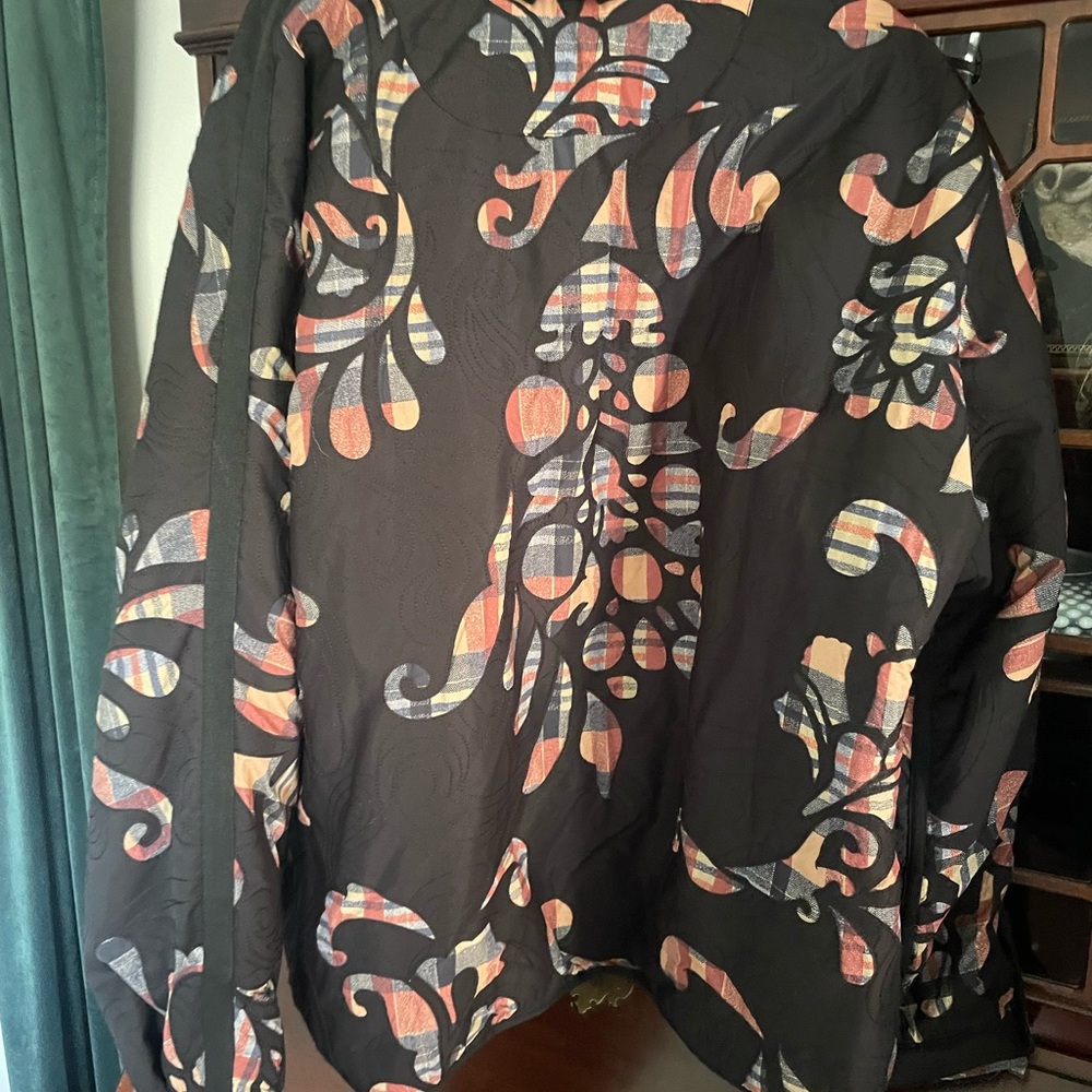 Free People Reverse Appliqué Puffer Black Floral Puffer Jacket - Picture 4 of 5